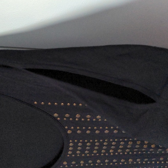 Ladies Trendy Studded Look Black Peekaboo Sleeve Top Size XL - Picture 4 of 8